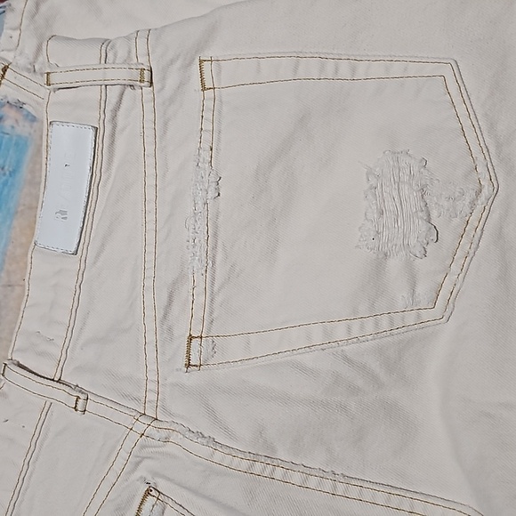 Re/Done Vintage White Worn Raw Distressed Hem 5 Button Jeans Size 29 - Picture 7 of 7